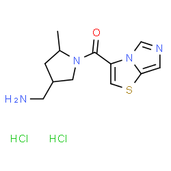 ChemSpider 2D Image | [4-(Aminomethyl)-2-methyl-1-pyrrolidinyl](imidazo[5,1-b][1,3]thiazol-3-yl)methanone dihydrochloride | C12H18Cl2N4OS