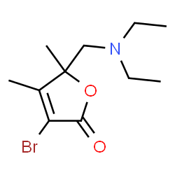 ChemSpider 2D Image | 3-Bromo-5-[(diethylamino)methyl]-4,5-dimethyl-2(5H)-furanone | C11H18BrNO2