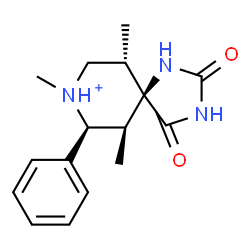 ChemSpider 2D Image | (5R,6S,7S,10S)-6,8,10-Trimethyl-2,4-dioxo-7-phenyl-1,3-diaza-8-azoniaspiro[4.5]decane | C16H22N3O2