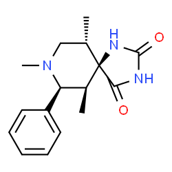 ChemSpider 2D Image | (5R,6S,7S,10S)-6,8,10-Trimethyl-7-phenyl-1,3,8-triazaspiro[4.5]decane-2,4-dione | C16H21N3O2