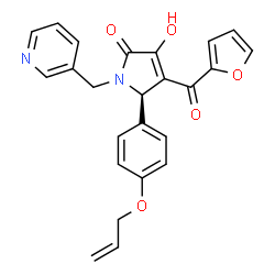 ChemSpider 2D Image | (5R)-5-[4-(Allyloxy)phenyl]-4-(2-furoyl)-3-hydroxy-1-(3-pyridinylmethyl)-1,5-dihydro-2H-pyrrol-2-one | C24H20N2O5