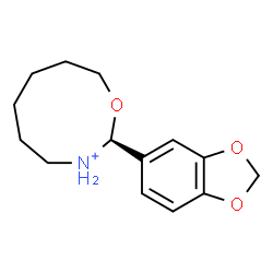 ChemSpider 2D Image | (2S)-2-(1,3-Benzodioxol-5-yl)-1,3-oxazonan-3-ium | C14H20NO3