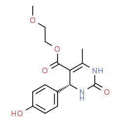 ChemSpider 2D Image | 2-Methoxyethyl (4R)-4-(4-hydroxyphenyl)-6-methyl-2-oxo-1,2,3,4-tetrahydro-5-pyrimidinecarboxylate | C15H18N2O5
