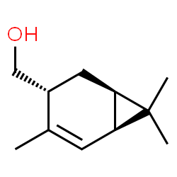 ChemSpider 2D Image | [(1R,3R,6S)-4,7,7-Trimethylbicyclo[4.1.0]hept-4-en-3-yl]methanol | C11H18O