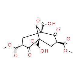 ChemSpider 2D Image | (1R,3R,5R,7S)-3,7-Bis(methoxycarbonyl)-2,6-dioxobicyclo[3.3.1]nonane-1,5-dicarboxylic acid | C15H16O10
