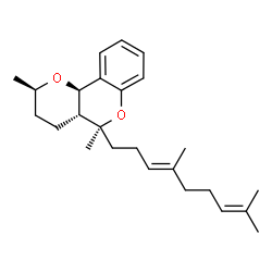 ChemSpider 2D Image | (2R,4aR,5S,10bR)-5-[(3E)-4,8-Dimethyl-3,7-nonadien-1-yl]-2,5-dimethyl-3,4,4a,10b-tetrahydro-2H,5H-pyrano[3,2-c]chromene | C25H36O2