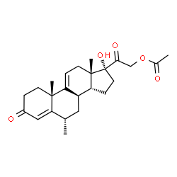 ChemSpider 2D Image | (6alpha,8alpha,14beta)-17-Hydroxy-6-methyl-3,20-dioxopregna-4,9(11)-dien-21-yl acetate | C24H32O5