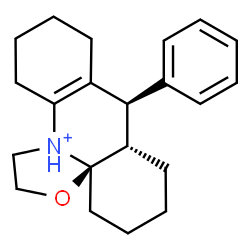 ChemSpider 2D Image | (3aR,7aS,8R)-8-Phenyl-1,2,4,5,6,7,7a,8,9,10,11,12-dodecahydro[1,3]oxazolo[2,3-e]acridin-13-ium | C21H28NO