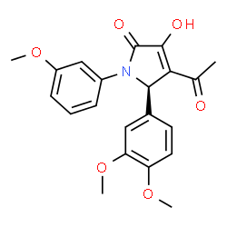 ChemSpider 2D Image | (5R)-4-Acetyl-5-(3,4-dimethoxyphenyl)-3-hydroxy-1-(3-methoxyphenyl)-1,5-dihydro-2H-pyrrol-2-one | C21H21NO6