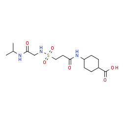 ChemSpider 2D Image | 4-[(3-{[2-(Isopropylamino)-2-oxoethyl]sulfamoyl}propanoyl)amino]cyclohexanecarboxylic acid | C15H27N3O6S