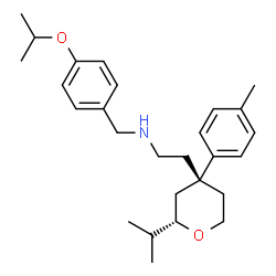 ChemSpider 2D Image | N-(4-Isopropoxybenzyl)-2-[(2S,4R)-2-isopropyl-4-(4-methylphenyl)tetrahydro-2H-pyran-4-yl]ethanamine | C27H39NO2