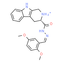 ChemSpider 2D Image | (3S)-3-{[(2Z)-2-(2,5-Dimethoxybenzylidene)hydrazino]carbonyl}-2,3,4,9-tetrahydro-1H-beta-carbolin-2-ium | C21H23N4O3