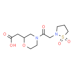ChemSpider 2D Image | {4-[(1,1-Dioxido-1,2-thiazolidin-2-yl)acetyl]-2-morpholinyl}acetic acid | C11H18N2O6S