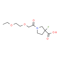 ChemSpider 2D Image | 1-[(2-Ethoxyethoxy)acetyl]-3-fluoro-3-pyrrolidinecarboxylic acid | C11H18FNO5