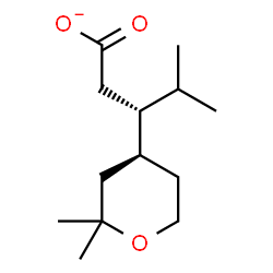 ChemSpider 2D Image | (3R)-3-[(4S)-2,2-Dimethyltetrahydro-2H-pyran-4-yl]-4-methylpentanoate | C13H23O3