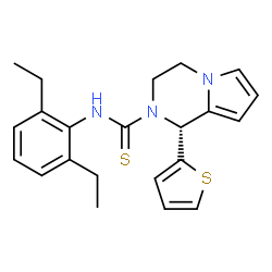 ChemSpider 2D Image | (1R)-N-(2,6-Diethylphenyl)-1-(2-thienyl)-3,4-dihydropyrrolo[1,2-a]pyrazine-2(1H)-carbothioamide | C22H25N3S2