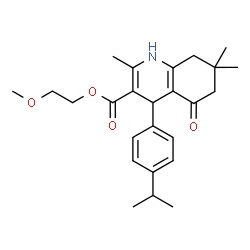 ChemSpider 2D Image | 2-Methoxyethyl 4-(4-isopropylphenyl)-2,7,7-trimethyl-5-oxo-1,4,5,6,7,8-hexahydro-3-quinolinecarboxylate | C25H33NO4