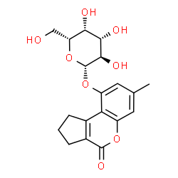 ChemSpider 2D Image | 7-Methyl-4-oxo-1,2,3,4-tetrahydrocyclopenta[c]chromen-9-yl beta-D-galactopyranoside | C19H22O8