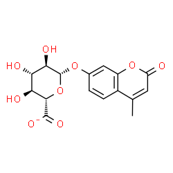 ChemSpider 2D Image | 4-Methyl-2-oxo-2H-chromen-7-yl beta-D-glucopyranosiduronate | C16H15O9