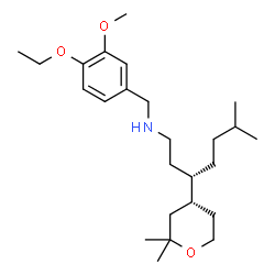 ChemSpider 2D Image | (3S)-3-[(4R)-2,2-Dimethyltetrahydro-2H-pyran-4-yl]-N-(4-ethoxy-3-methoxybenzyl)-6-methyl-1-heptanamine | C25H43NO3