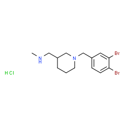 ChemSpider 2D Image | 1-[1-(3,4-Dibromobenzyl)-3-piperidinyl]-N-methylmethanamine hydrochloride (1:1) | C14H21Br2ClN2