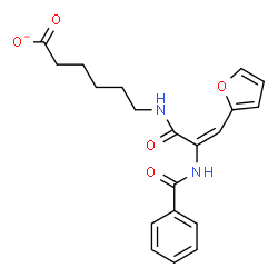 ChemSpider 2D Image | 6-{[(2E)-2-(Benzoylamino)-3-(2-furyl)-2-propenoyl]amino}hexanoate | C20H21N2O5
