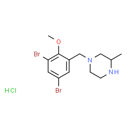 ChemSpider 2D Image | 1-(3,5-Dibromo-2-methoxybenzyl)-3-methylpiperazine hydrochloride (1:1) | C13H19Br2ClN2O