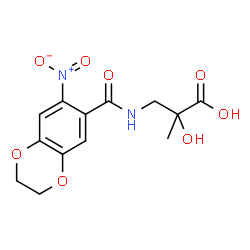 ChemSpider 2D Image | 2-Hydroxy-2-methyl-3-{[(7-nitro-2,3-dihydro-1,4-benzodioxin-6-yl)carbonyl]amino}propanoic acid | C13H14N2O8