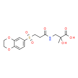 ChemSpider 2D Image | 3-{[3-(2,3-Dihydro-1,4-benzodioxin-6-ylsulfonyl)propanoyl]amino}-2-hydroxy-2-methylpropanoic acid | C15H19NO8S