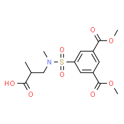 ChemSpider 2D Image | 3-[{[3,5-Bis(methoxycarbonyl)phenyl]sulfonyl}(methyl)amino]-2-methylpropanoic acid | C15H19NO8S