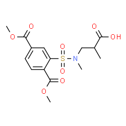ChemSpider 2D Image | 3-[{[2,5-Bis(methoxycarbonyl)phenyl]sulfonyl}(methyl)amino]-2-methylpropanoic acid | C15H19NO8S