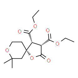 ChemSpider 2D Image | Diethyl (3R,4R,5S)-7,7-dimethyl-2-oxo-1,8-dioxaspiro[4.5]decane-3,4-dicarboxylate | C16H24O7