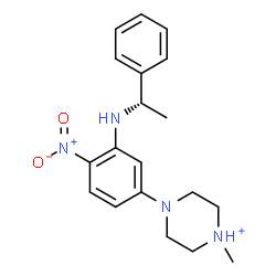 ChemSpider 2D Image | 1-Methyl-4-(4-nitro-3-{[(1S)-1-phenylethyl]amino}phenyl)piperazin-1-ium | C19H25N4O2