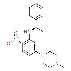 ChemSpider 2D Image | 5-(4-Methyl-1-piperazinyl)-2-nitro-N-[(1R)-1-phenylethyl]aniline | C19H24N4O2