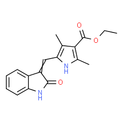 ChemSpider 2D Image | Ethyl 2,4-dimethyl-5-[(2-oxo-1,2-dihydro-3H-indol-3-ylidene)methyl]-1H-pyrrole-3-carboxylate | C18H18N2O3