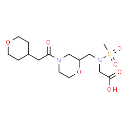 ChemSpider 2D Image | N-(Methylsulfonyl)-N-{[4-(tetrahydro-2H-pyran-4-ylacetyl)-2-morpholinyl]methyl}glycine | C15H26N2O7S