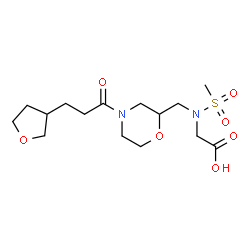ChemSpider 2D Image | N-(Methylsulfonyl)-N-({4-[3-(tetrahydro-3-furanyl)propanoyl]-2-morpholinyl}methyl)glycine | C15H26N2O7S