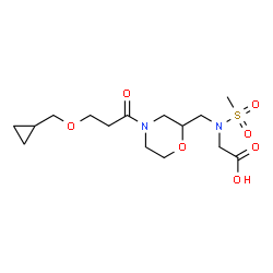 ChemSpider 2D Image | N-({4-[3-(Cyclopropylmethoxy)propanoyl]-2-morpholinyl}methyl)-N-(methylsulfonyl)glycine | C15H26N2O7S