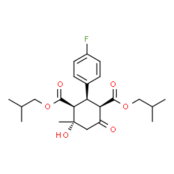 ChemSpider 2D Image | Diisobutyl (1R,2R,3S,4S)-2-(4-fluorophenyl)-4-hydroxy-4-methyl-6-oxo-1,3-cyclohexanedicarboxylate | C23H31FO6
