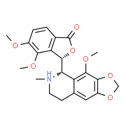 ChemSpider 2D Image | (5S)-5-[(1S)-6,7-Dimethoxy-3-oxo-1,3-dihydro-2-benzofuran-1-yl]-4-methoxy-6-methyl-5,6,7,8-tetrahydro[1,3]dioxolo[4,5-g]isoquinolin-6-ium | C22H24NO7