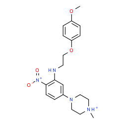 ChemSpider 2D Image | 4-(3-{[2-(4-Methoxyphenoxy)ethyl]amino}-4-nitrophenyl)-1-methylpiperazin-1-ium | C20H27N4O4
