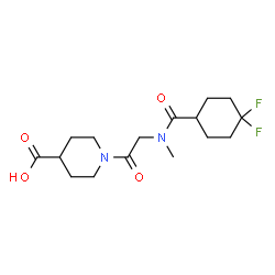 ChemSpider 2D Image | 1-{N-[(4,4-Difluorocyclohexyl)carbonyl]-N-methylglycyl}-4-piperidinecarboxylic acid | C16H24F2N2O4