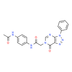 ChemSpider 2D Image | N-(4-Acetamidophenyl)-2-(7-oxo-3-phenyl-3,7-dihydro-6H-[1,2,3]triazolo[4,5-d]pyrimidin-6-yl)acetamide | C20H17N7O3