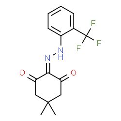 ChemSpider 2D Image | 5,5-Dimethyl-2-{[2-(trifluoromethyl)phenyl]hydrazono}-1,3-cyclohexanedione | C15H15F3N2O2