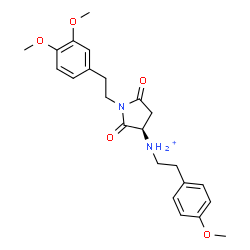 ChemSpider 2D Image | (3R)-1-[2-(3,4-Dimethoxyphenyl)ethyl]-N-[2-(4-methoxyphenyl)ethyl]-2,5-dioxo-3-pyrrolidinaminium | C23H29N2O5