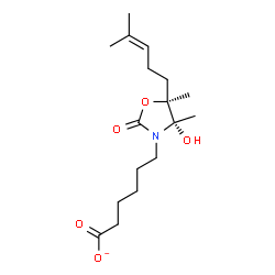 ChemSpider 2D Image | 6-[(4S,5S)-4-Hydroxy-4,5-dimethyl-5-(4-methyl-3-penten-1-yl)-2-oxo-1,3-oxazolidin-3-yl]hexanoate | C17H28NO5