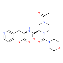 ChemSpider 2D Image | Methyl N-{[(2R)-4-acetyl-1-(4-morpholinylcarbonyl)-2-piperazinyl]carbonyl}-3-(3-pyridinyl)-D-alaninate | C21H29N5O6