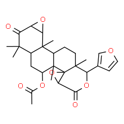 ChemSpider 2D Image | 1-(3-Furyl)-4b,7,7,9b,11a-pentamethyl-3,8-dioxohexadecahydrooxireno[d]oxireno[7,8]naphtho[2,1-f]isochromen-5-yl acetate | C28H34O8