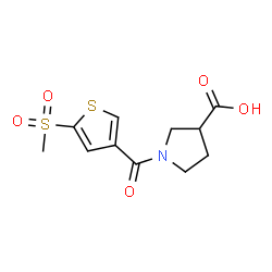 ChemSpider 2D Image | 1-{[5-(Methylsulfonyl)-3-thienyl]carbonyl}-3-pyrrolidinecarboxylic acid | C11H13NO5S2