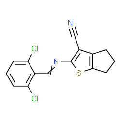 ChemSpider 2D Image | 2-[(2,6-Dichlorobenzylidene)amino]-5,6-dihydro-4H-cyclopenta[b]thiophene-3-carbonitrile | C15H10Cl2N2S
